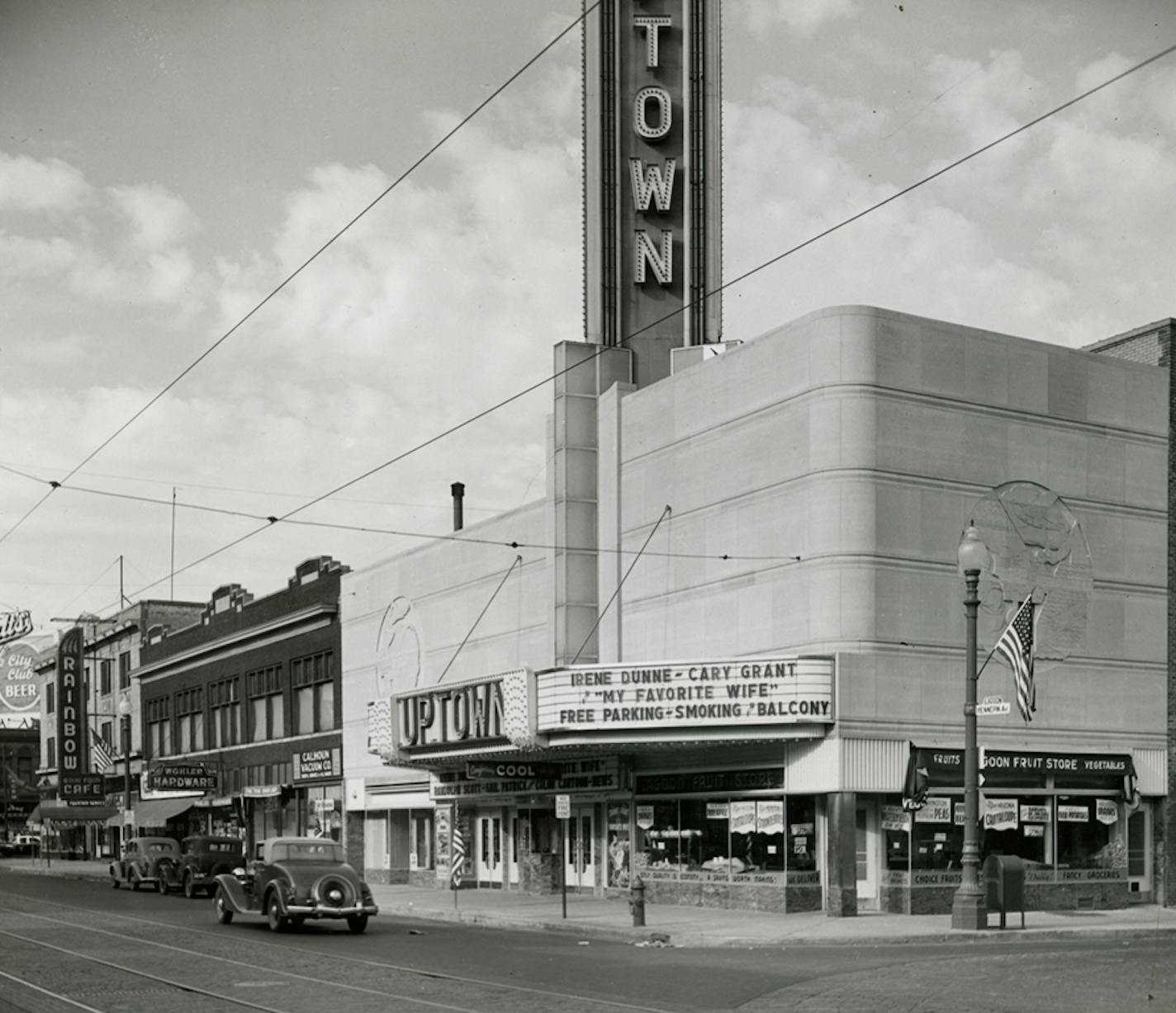 The Uptown Theatre from Lagoon St. in 1939. Photo by University of Minnesota's Northwest Architectural Archives.