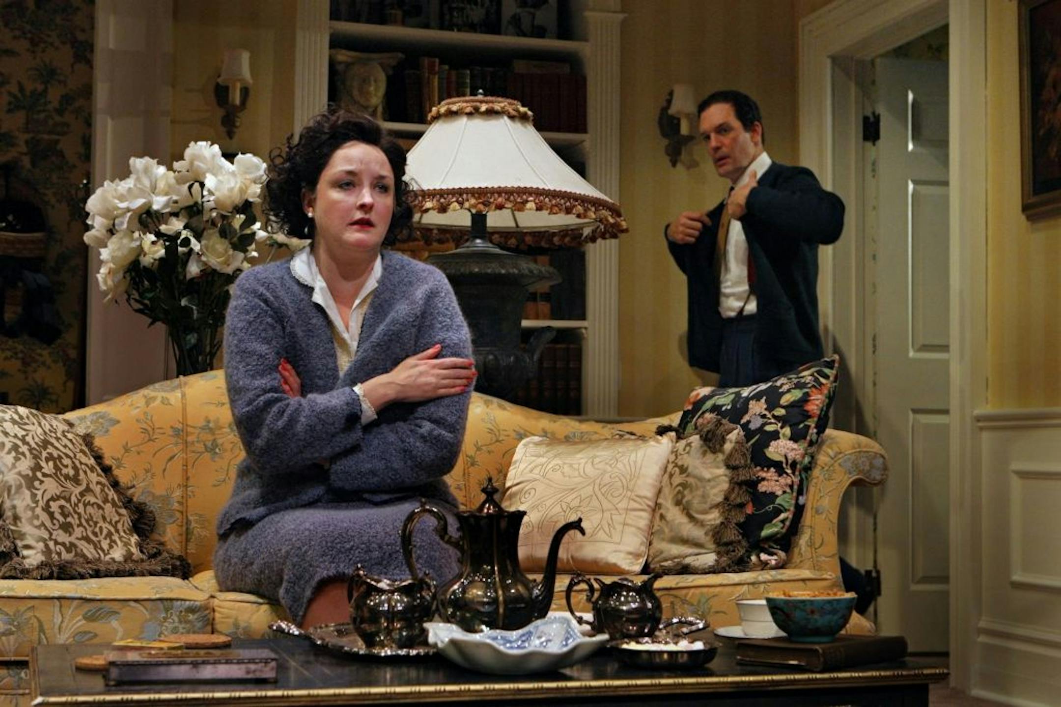 Margot Wendice (Cheryl Willis) and husband Tony (Michael Booth) in "Dial M for Murder."