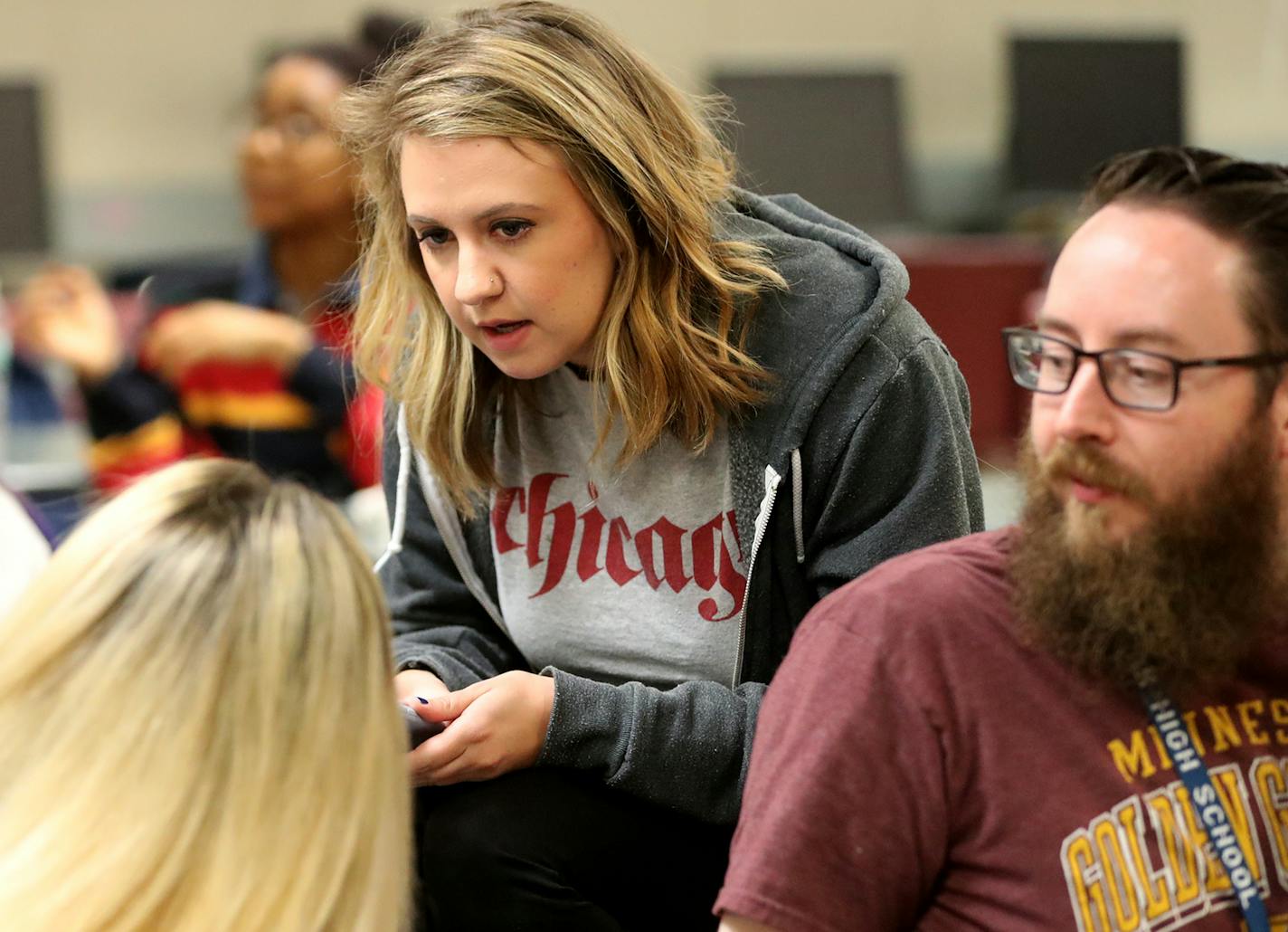 Champlin Park High School teacher Jessica Wilson, center, hosted a meeting of the Gay Straight Alliance.