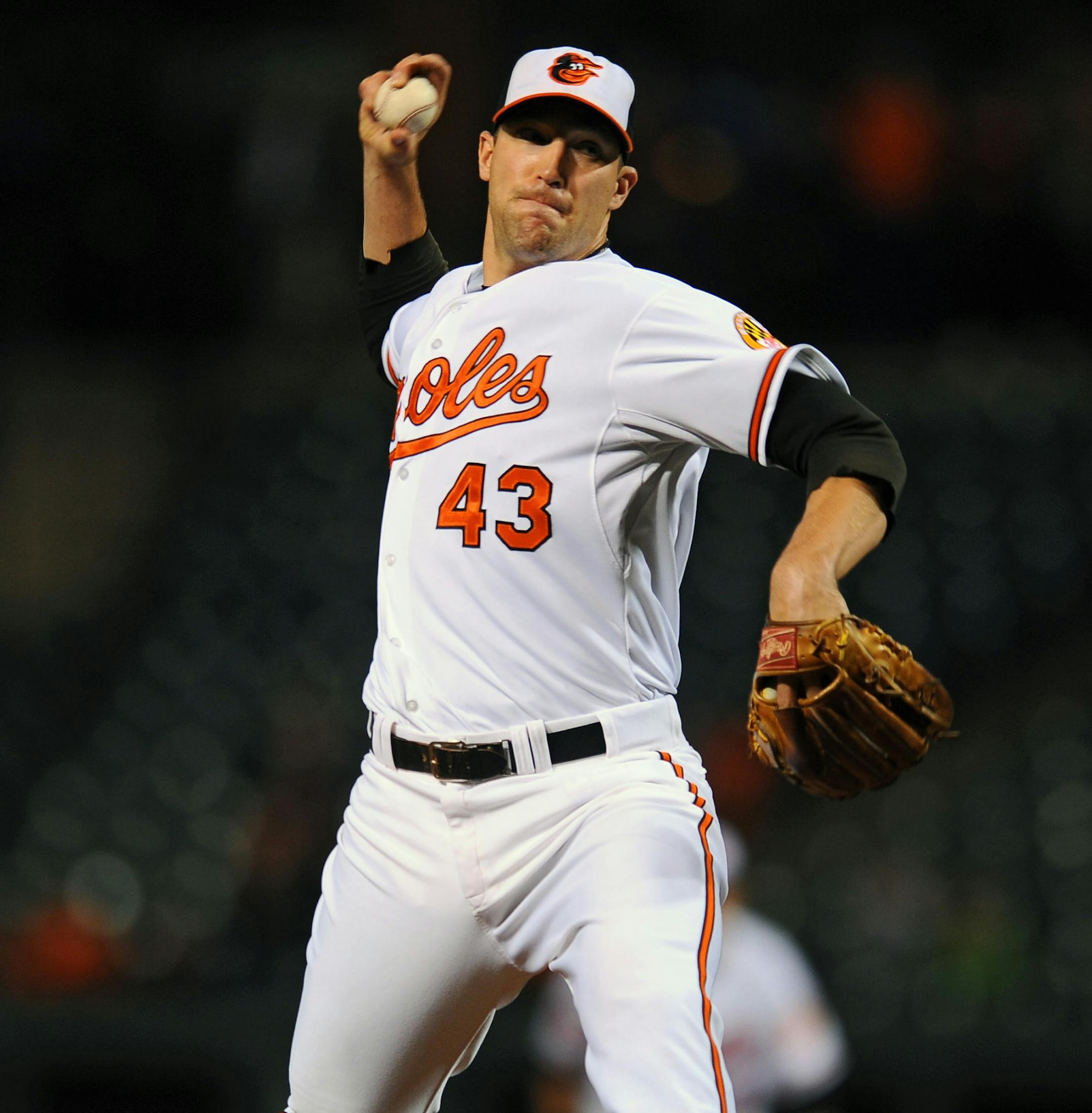 Baltimore Orioles closer Jim Johnson strikes out the Kansas City Royals' Jarrod Dyson for his 13th save of the season in a 5-3 win at Camden Yards in Baltimore, Maryland, on Wednesday, May 8, 2013. (Kenneth K. Lam/Baltimore Sun/MCT) ORG XMIT: 1138516 ORG XMIT: MIN1305082145541389