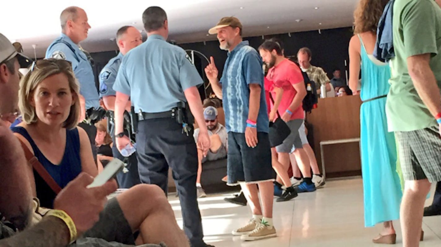 Woody Harrelson talked to Minneapolis' finest wearing marijuana-leaf socks at Walker Art Center in June during Rock the Garden. / Photo by Walt Dizzo