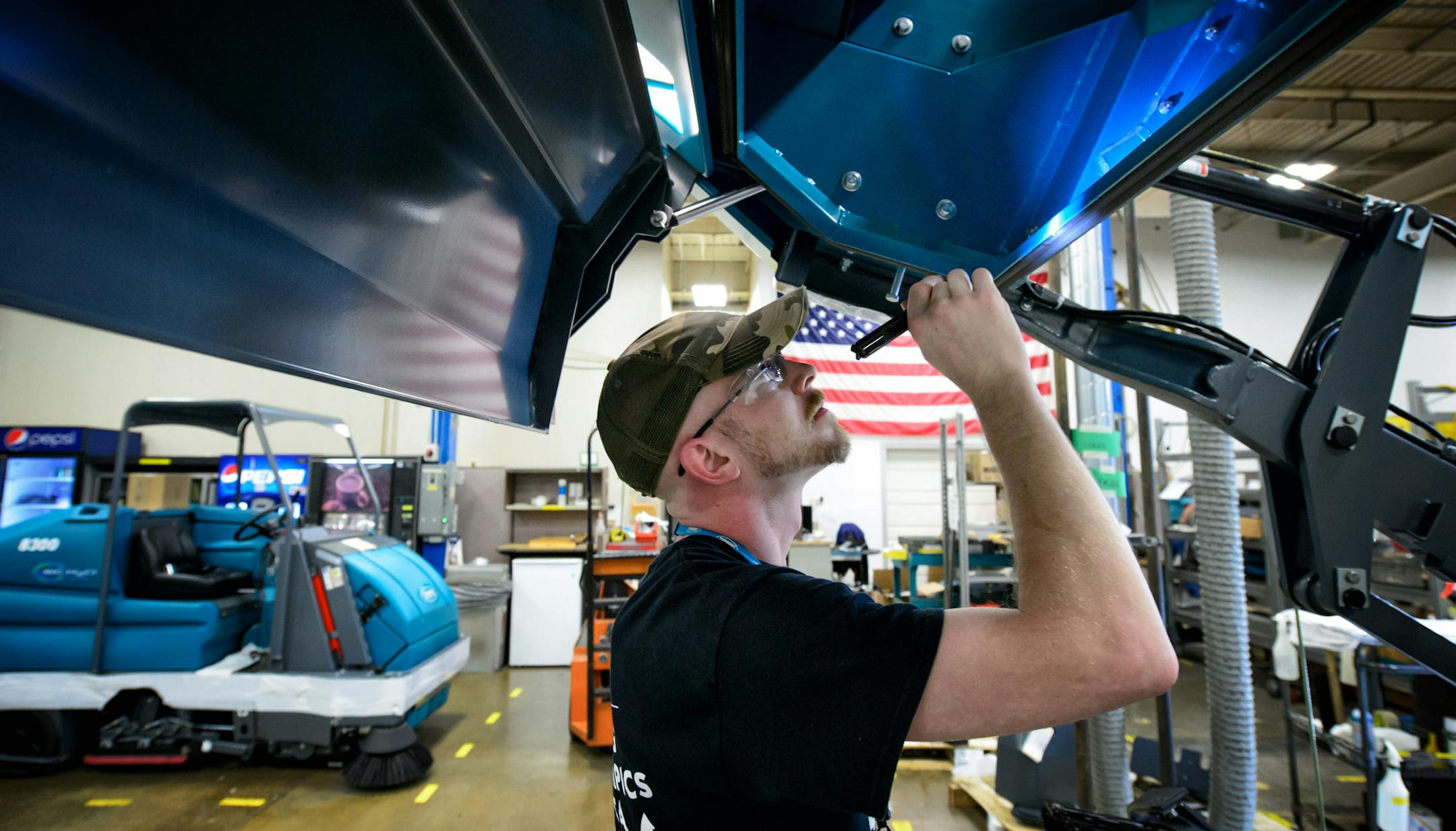 Anthony Layeux did a final inspection on a Tennant sweeper in the Tennant Company manufacturing facility in Golden Valley. ] GLEN STUBBE * gstubbe@startribune.com Tuesday, November 3, 2015 Tennant Company headquarters in Golden Valley, MN