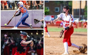 Clockwise from top left: Carly Kimmes of Randolph, Madelyn Anthony of North St. Paul and Lily Treml of Shakopee.