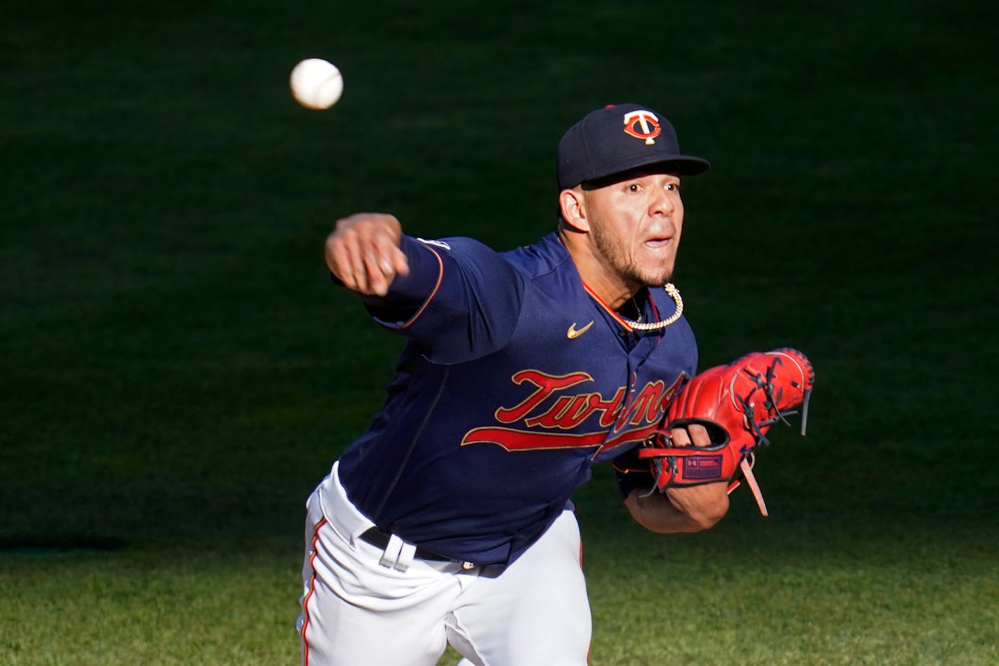 Twins pitcher Jose Berrios throws against the Houston Astros in the first inning