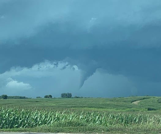 A funnel cloud in southern Minnesota's Freeborn County, near Interstate 35, from about 4:30 p.m. Tuesday.