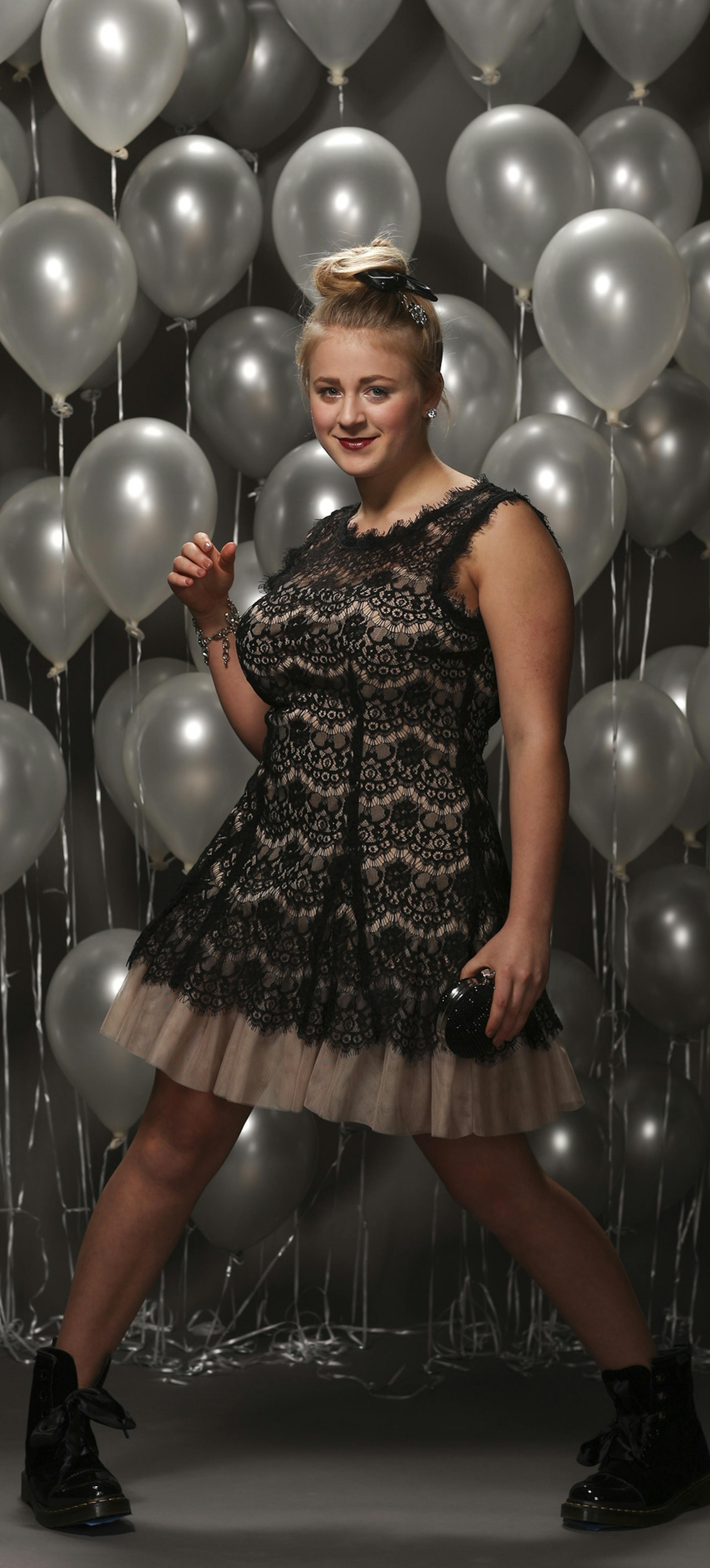 Kali Mann, a senior at the St. Paul Conservatory for Parforming Artists. ] JEFF WHEELER &#x201a;&#xc4;&#xa2; jeff.wheeler@startribune.com Prom looks that are variations on the theme, "What's old is new again." Photographed at the Mall of America on Tuesday evening, March 4, 2014. ] JEFF WHEELER &#x201a;&#xc4;&#xa2; jeff.wheeler@startribune.com