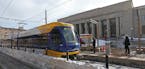 Metropolitan Council Chair Susan Haigh and other officials announced that light rail green line service will start Saturday June 14th between Minneapo