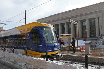 Metropolitan Council Chair Susan Haigh and other officials announced that light rail green line service will start Saturday June 14th between Minneapo