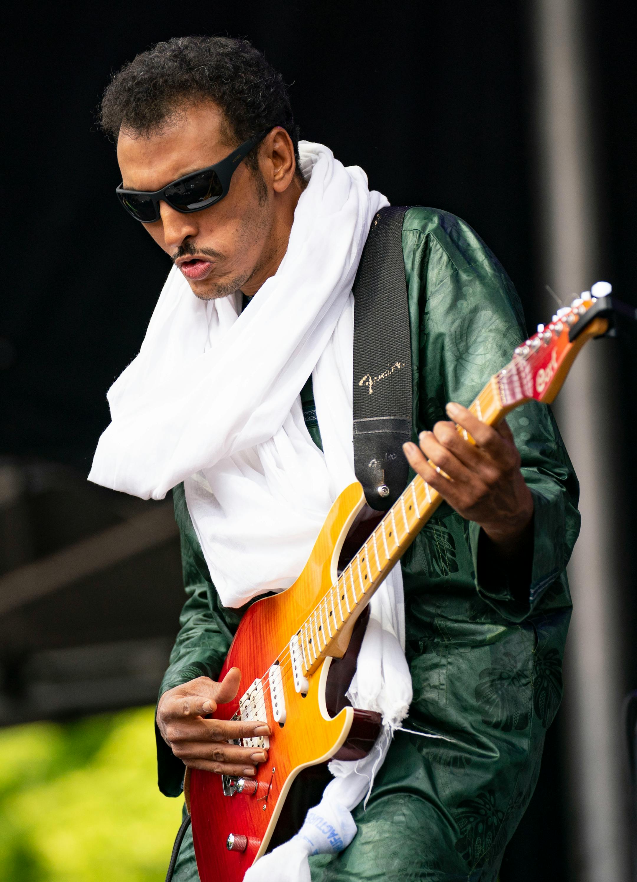 Omara "Bombino" Moctar, lead singer of Bombino, performs during Rock the Garden.