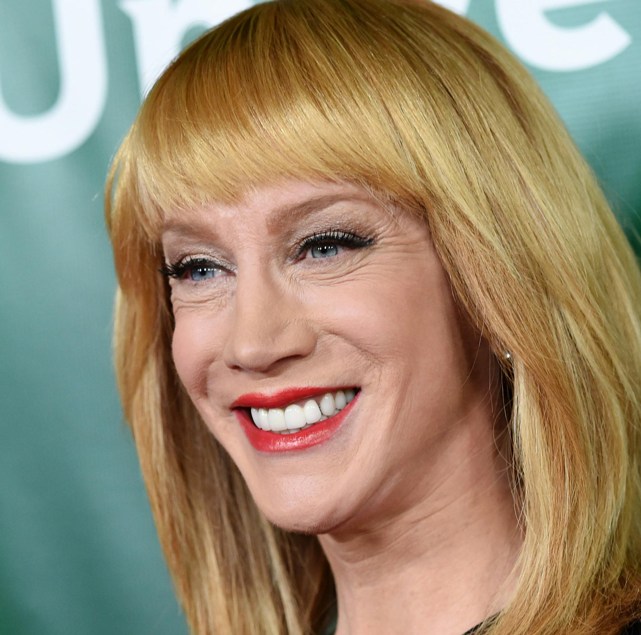 FILE - In this Thursday, Jan. 15, 2015, file photo, Kathy Griffin of the E! show "Fashion Police" poses at the NBCUniversal Cable 2015 Winter TCA Press Tour at The Langham Huntington Hotel, in Pasadena, Calif. Griffin is looking forward to the Academy Awards "Fashion Police" special, airing Monday, Feb. 23, 2015, at 9 p.m., EST. (Photo by Chris Pizzello/Invision/AP, File)