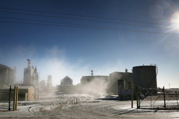 Steam from operations shrouded the Buffalo Lake Advanced Biofuels plant in Buffalo Lake, Minn., last year. The plant ceased production in January beca