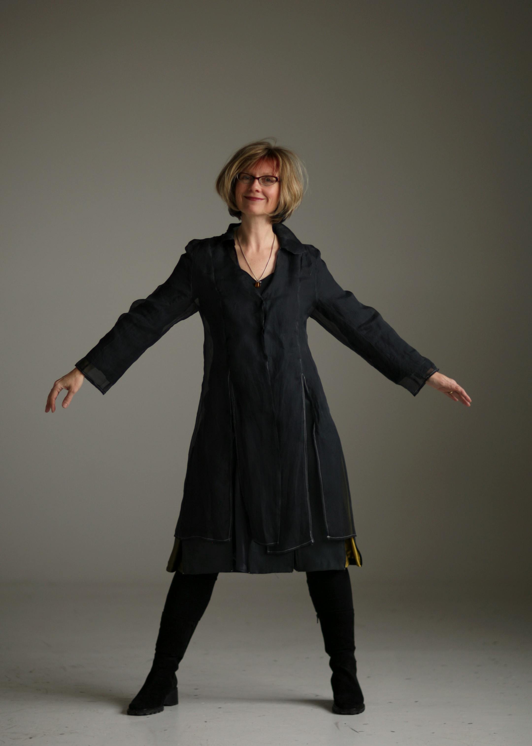 Kira Obolensky wearing her uniform made by Sonya Berlovitz. She's also wearing the sheer overgarment meant for more formal occasions.