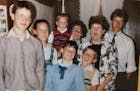 Sandra Albrecht with seven of her 11 children in 1991, just before the family cloistered itself on a farm outside Montevideo.