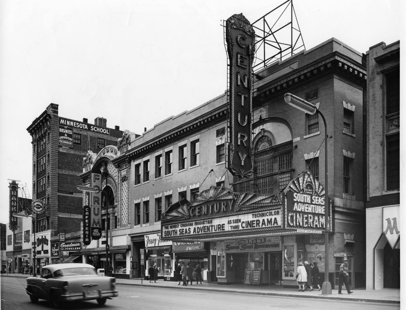 Mineapolis Star file photo, Roy Swan 3/1960 Century Theater on 7th street between Hennepin and Nicollet Avenues