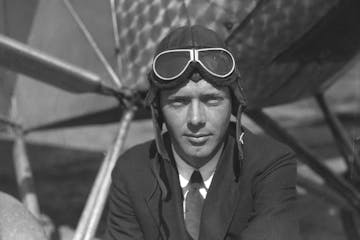 Charles Lindbergh poses for a photo weeks before his transatlantic flight in 1927. 