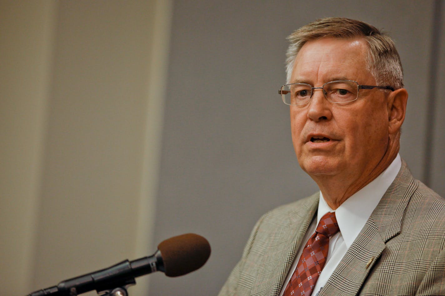 Sen. Scott Newman shown at a news conference in 2012.