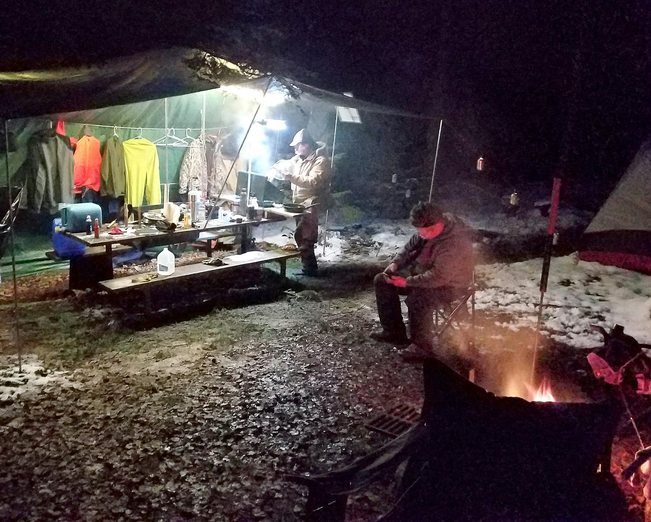 The quarry from a prior year's Pidde family hunt. Hunting was tough this year, but Pidde and his group did help a lost hunter who might have suffered an unfortunate fate had he not stumbled into Pidde's camp.
