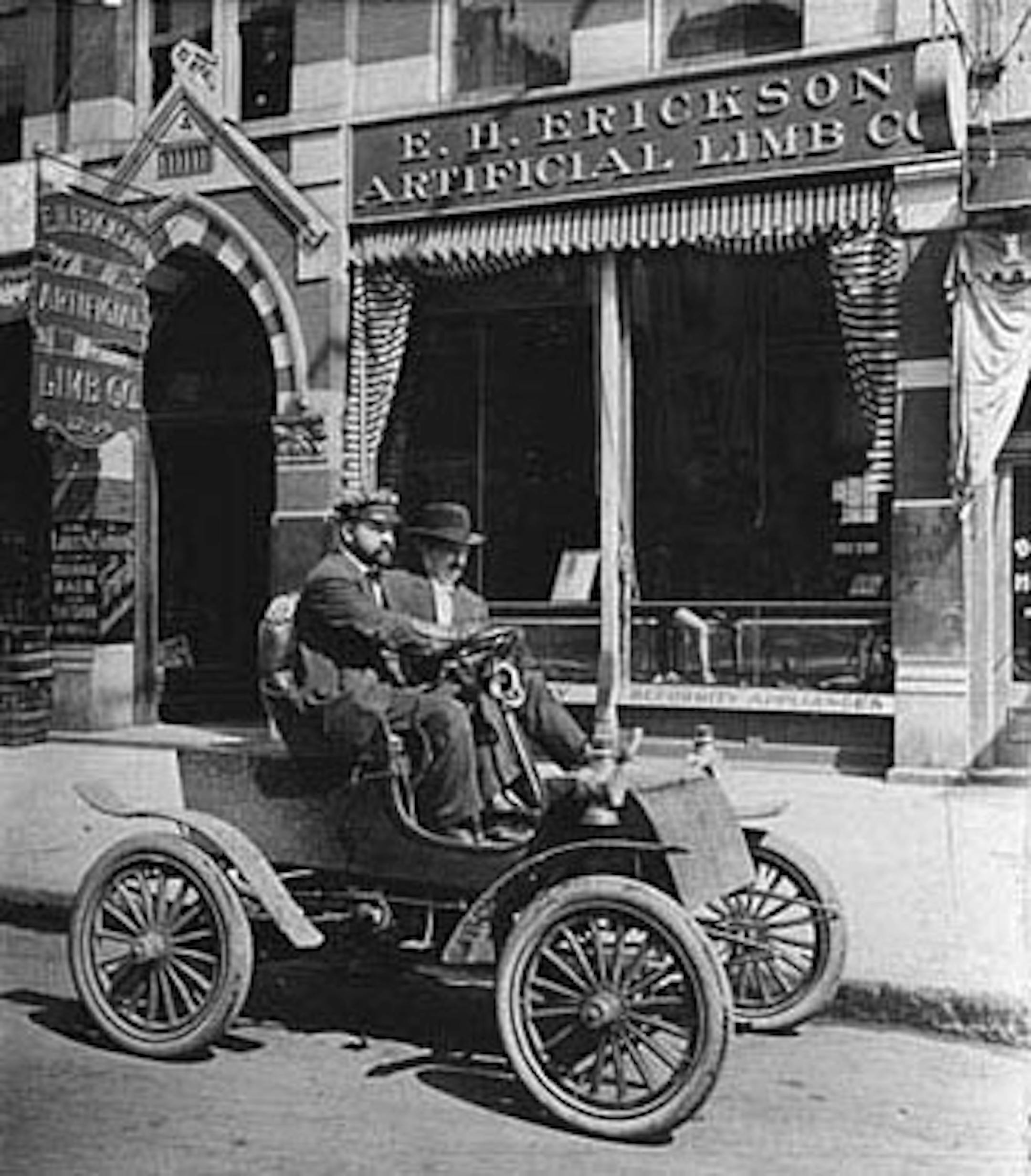 Michael J. Dowling lost both legs and most of one arm to frostbite as a teenager. In 1905, he drove to the Twin Cities from his home in Olivia to visit the State Fair and to obtain new artificial limbs at the E.H. Erickson Artificial Limb Co. Dowling, a former speaker of the Minnesota House and an advocate for the disabled, took Erickson for a spin to show how easily he could maneuver his automobile.