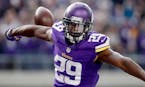 Vikings cornerback Xavier Rhodes intercepted a pass by the Cardinals' Carson Palmer and returned 100-yard for a touchdown in the second quarter Sunday