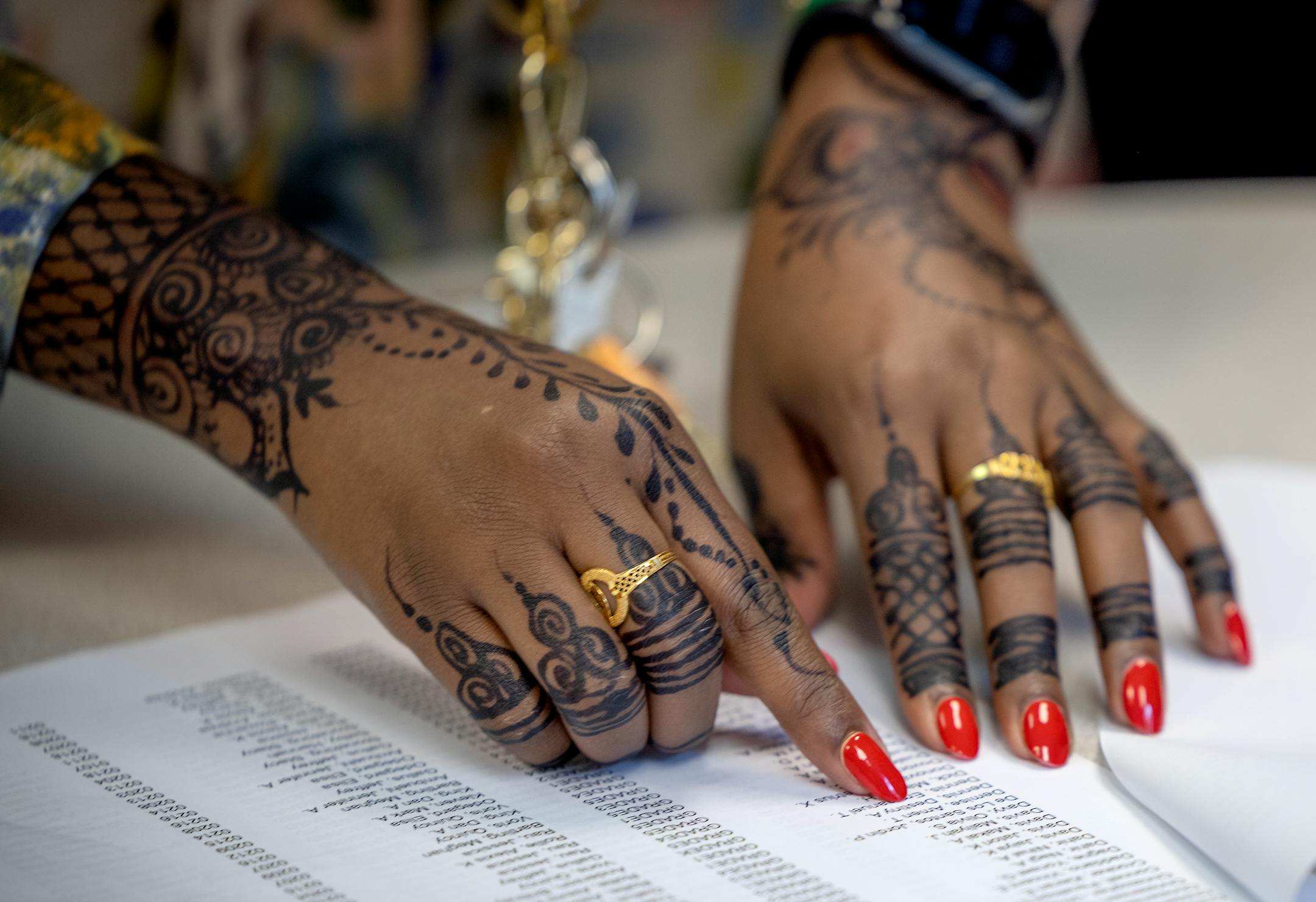 Gideon Pond Elementary Principal Salma Hussein, who's beginning her first year as principal, got Henna placed on her to celebrate the first day of school in Burnsville.