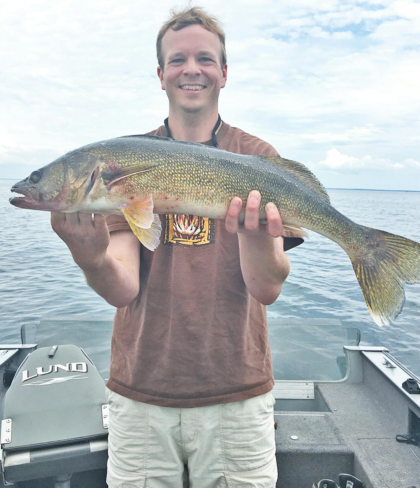 Tim Rekow of St. Paul with a 27-inch Mille Lacs walleye caught Saturday.