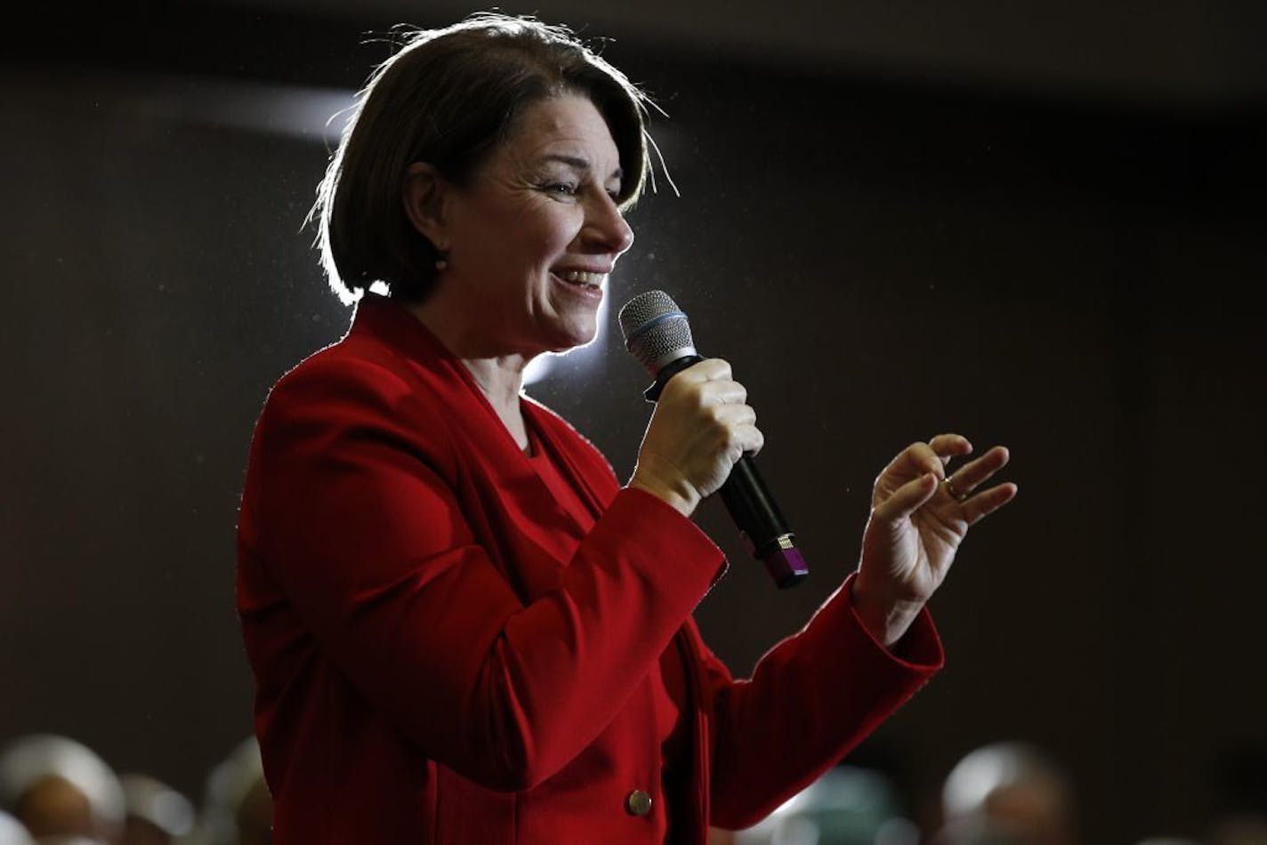 Democratic presidential candidate Sen. Amy Klobuchar, D-Minn., speaks at a rally, Saturday, Feb. 29, 2020, in Portland, Maine.