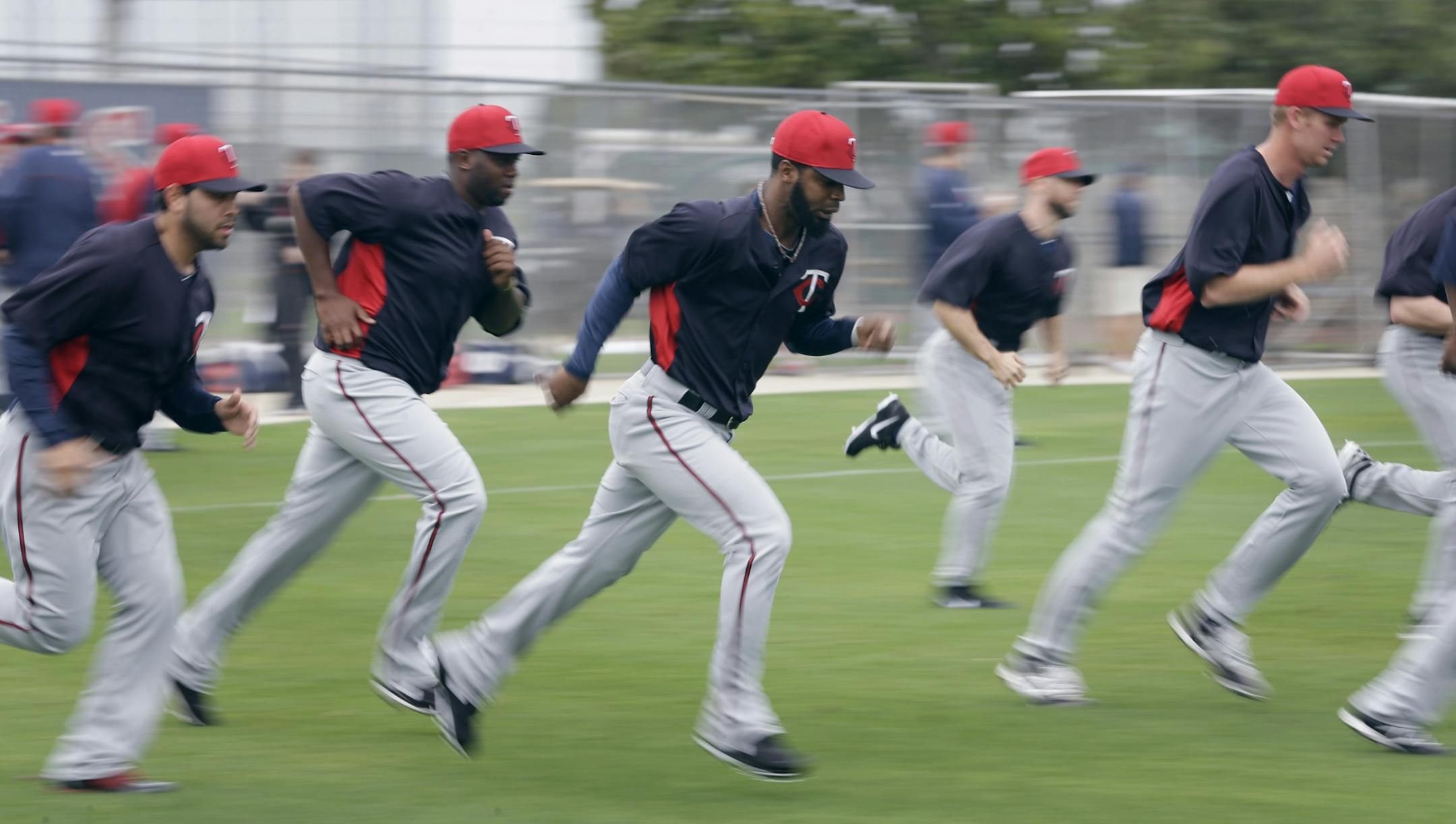 Twins pitches ran sprints Friday Feb.15, 2013 at Lee County Sports Complex in Fort Myers, FL.