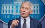 Dr. Anthony Fauci, director of the National Institute of Allergy and Infectious Diseases, speaks during the daily briefing at the White House in Washi