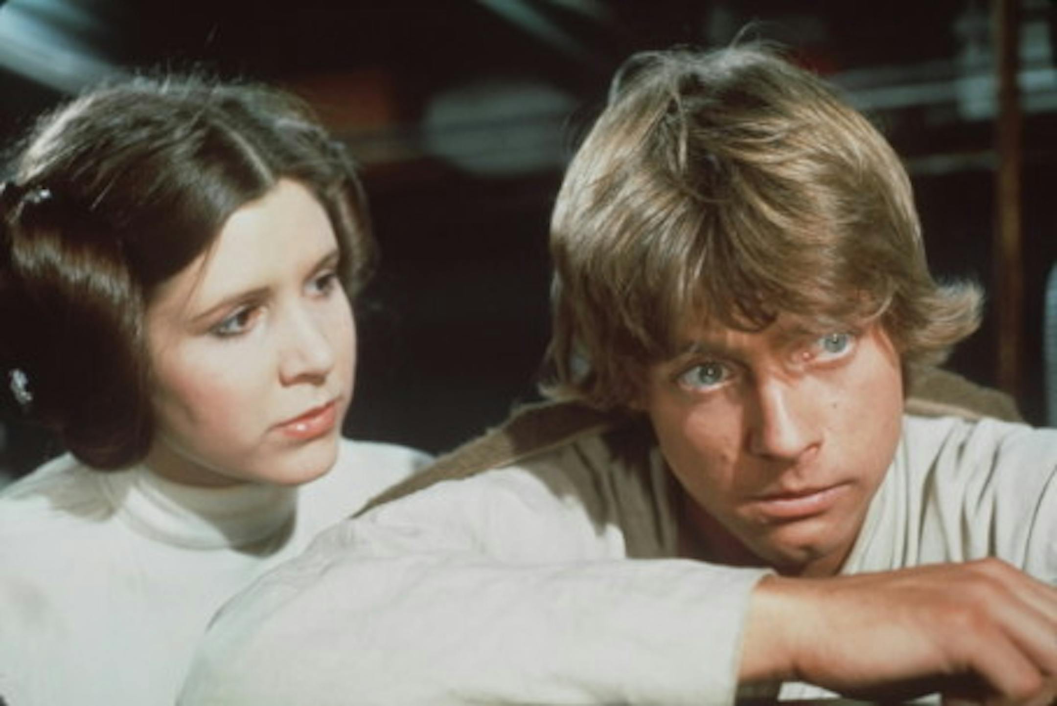 Carrie Fisher and Mark Hamill starred in "Star Wars" in 1977.