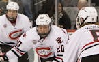 St. Cloud State defenseman Will Borgen (20) of Moorhead was picked for the U.S. Olympic men's hockey team.
