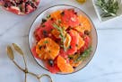 Festive Citrus Salad brightens up a table all winter long. Recipe by Beth Dooley, photo by Ashley Moyna Schwickert, Special to the Star Tribune