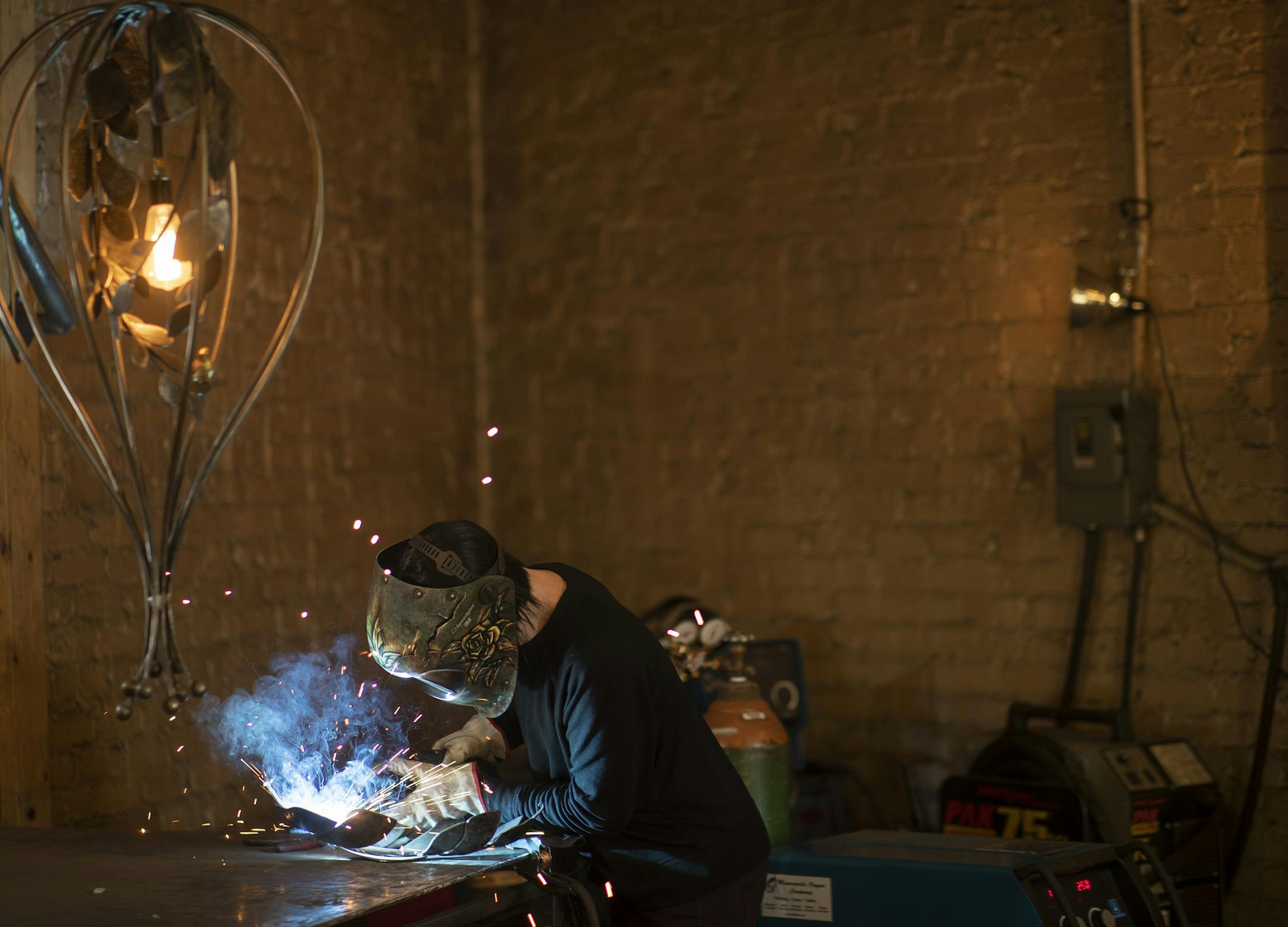 A portrait of metalworker Lisa Elias in her studio in northeast Minneapolis.] Jerry Holt • Jerry.Holt@startribune.com Portrait's of metalworker Lisa Elias.Tuesday January 7, 2020 in Minneapolis, MN.