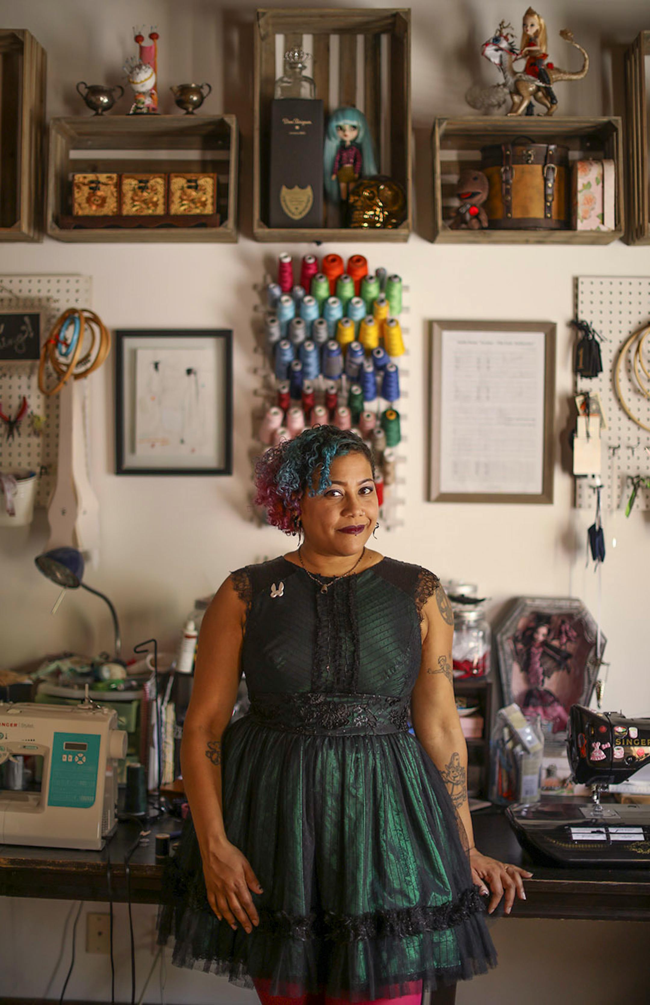 Minneapolis fashion designer Samantha Rei, in her Minneapolis studio.