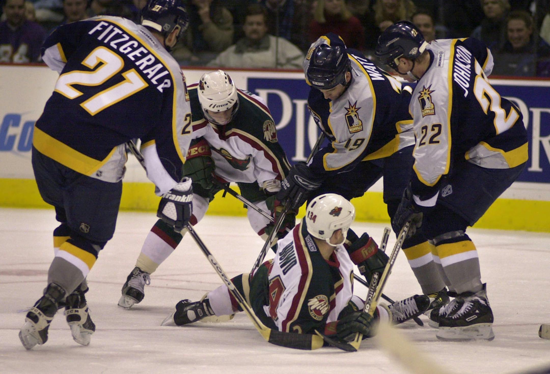 Former University of North Dakota star Greg Johnson (22, playing for Nashville in 2000) had 145 goals, 224 assists and 369 points in 785 NHL games. He died Monday in the Detroit area at age 48.