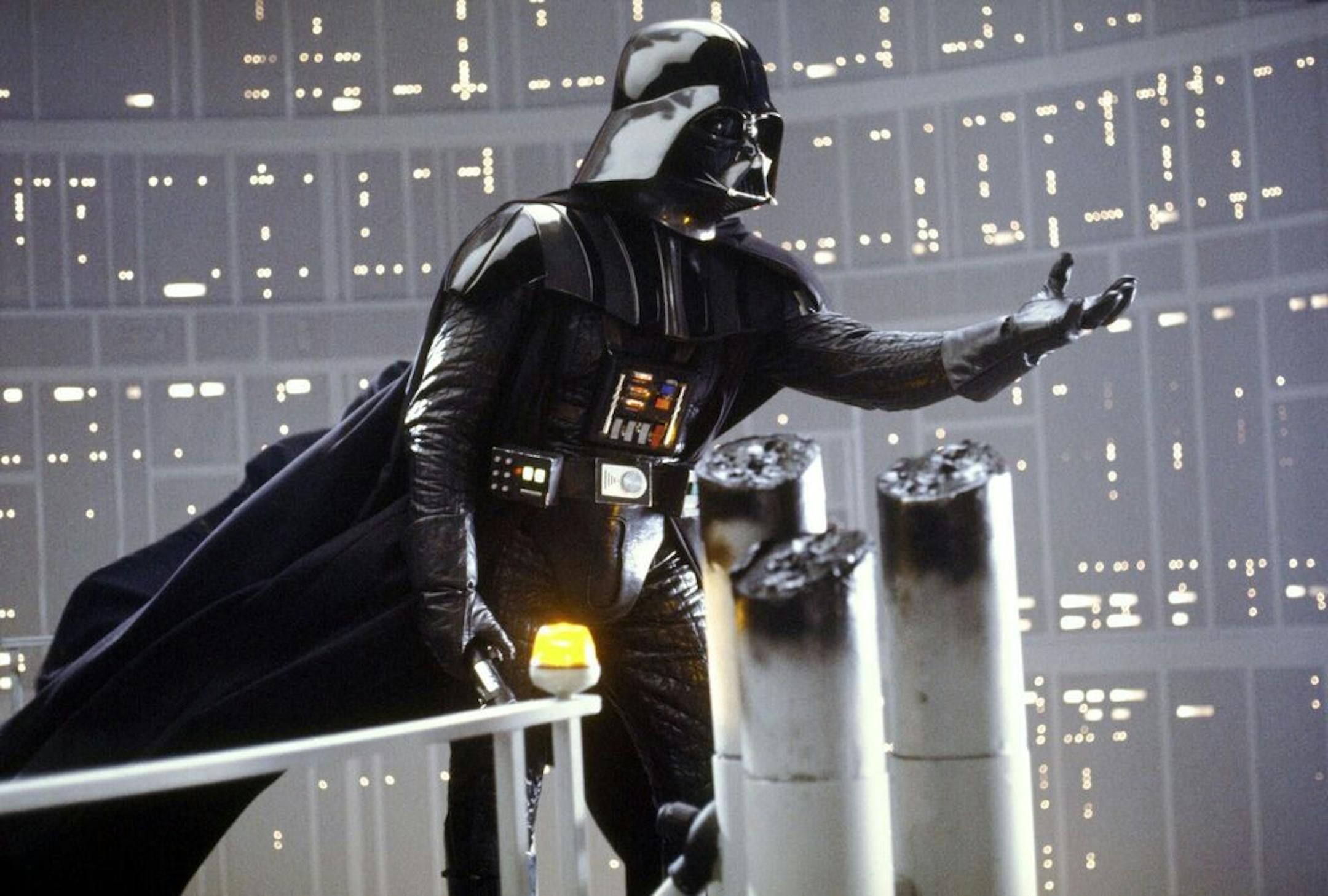 Darth Vader is shown in a scene from Lucasfilm's "Star Wars: Episode V, The Empire Strikes Back," in this undated promotional photo. Dave Prowse, the actor who played Vader in the original trilogy although his lines were dubbed by James Earl Jones, died Sunday at age 85.