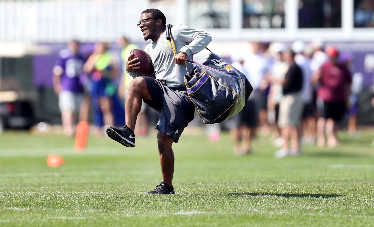 Equipment assistant Terrell Barnes draws kudos for his hustle. "He does his job 100 percent every day," receiver Jarius Wright said.