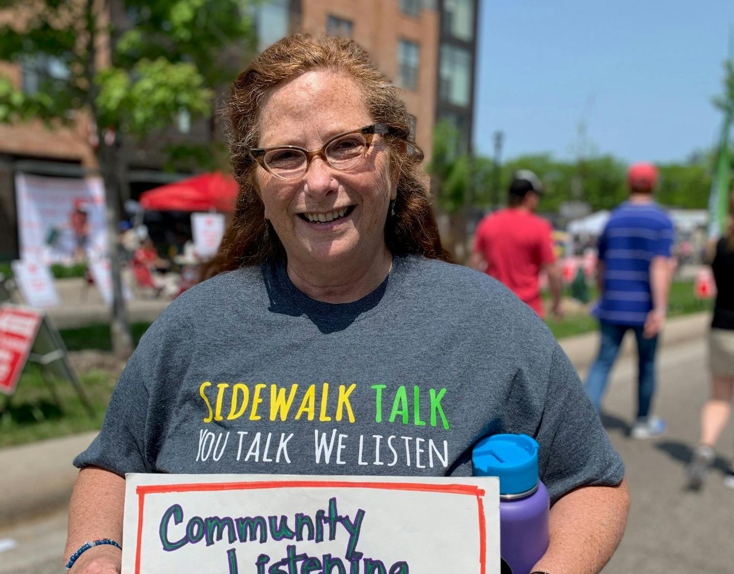 Lisa Mer leads the Twin Cities chapter of Sidewalk Talk, which offers free listening sessions.