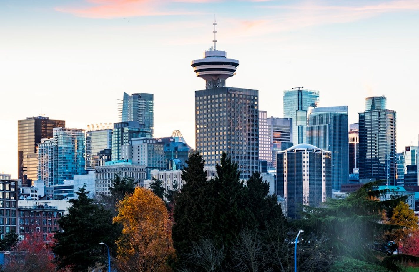 view of modern skyscrapers in vancouver, canada. ORG XMIT: MIN1912111500516520