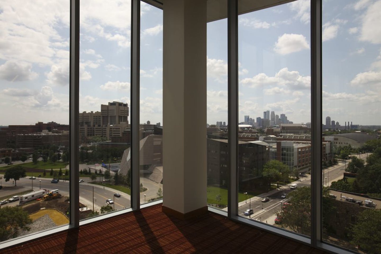 A view of the University of Minnesota campus and downtown Minneapolis from TCF Stadium.