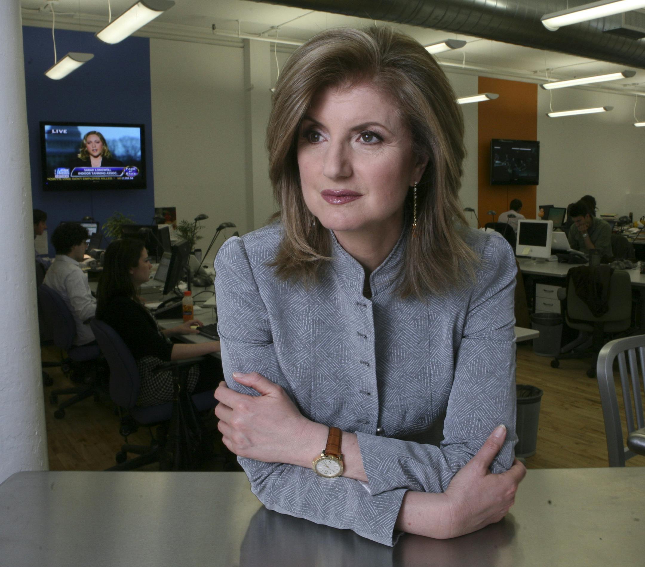 FILE -- Arianna Huffington, The Huffington Post co-founder, in New York, March 27, 2008. The Huffington Post is being acquired by AOL in a deal that creates an unlikely pairing of two online media giants. Huffington will take control of all of AOLís editorial content as president and editor in chief of a newly created Huffington Post Media Group. (Chester Higgings Jr./The New York Times) ORG XMIT: MIN2014062814002209