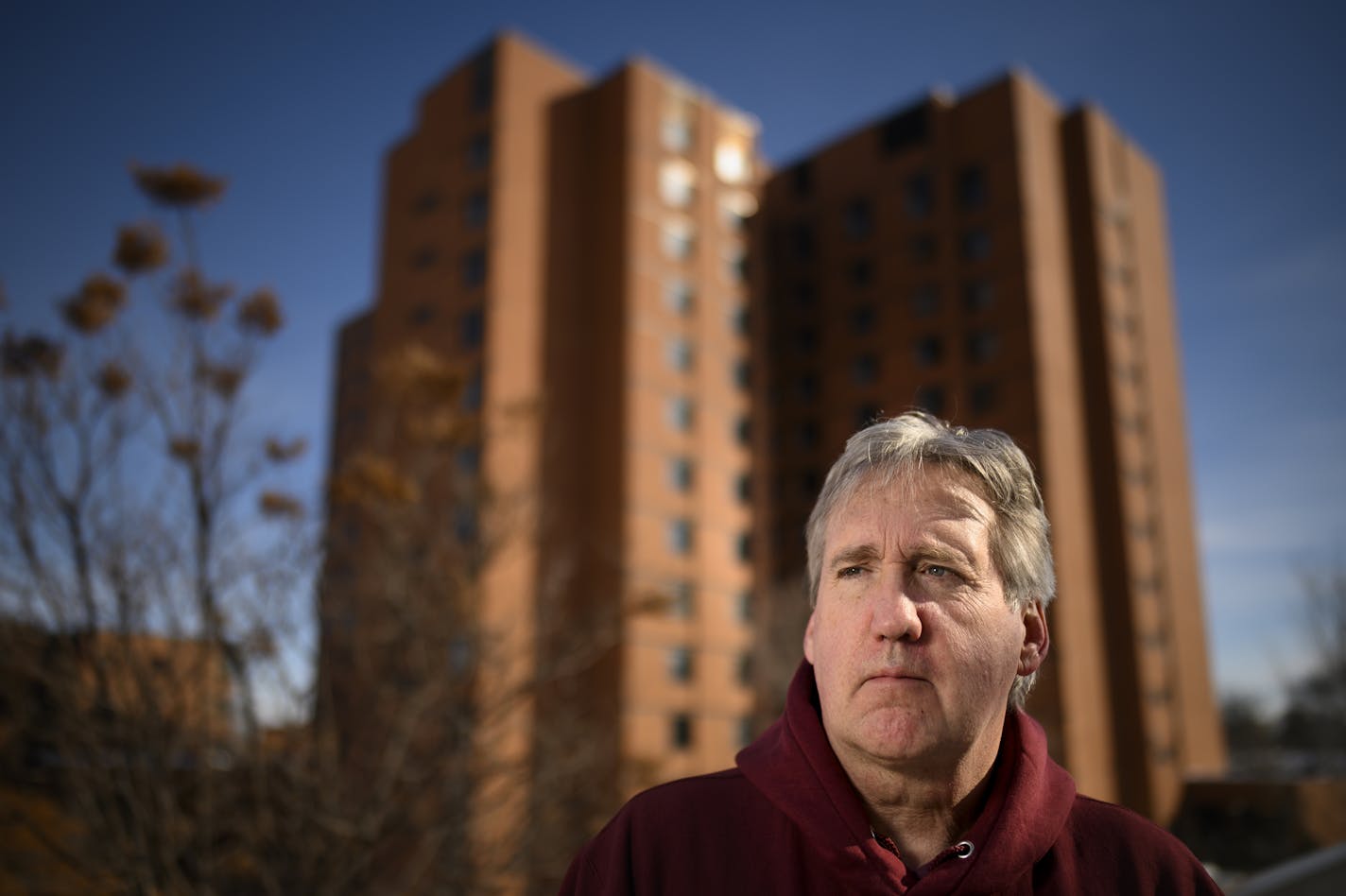 Chris Middlebrook, grandson of former University of Minnesota administrator William Middlebrook, was photographed in front of Middlebrook Hall Thursday. ] Aaron Lavinsky ¥ aaron.lavinsky@startribune.com