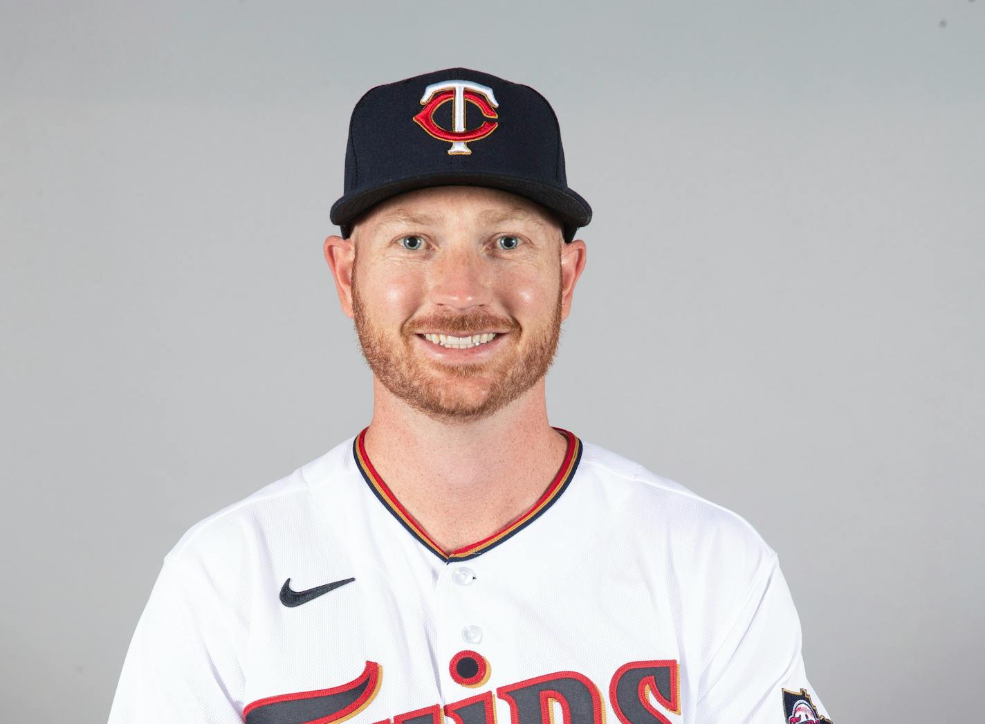 This is a 2021 photo of Kyle Garlick of the Minnesota Twins baseball team. This image reflects the Minnesota Twins active roster as of Friday, Feb. 26, 2021 when this image was taken. (Adam Glanzman/MLB Photos via AP)