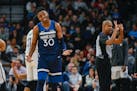 Timberwolves forward Kelan Martin reacted after being called on a foul against the Brooklyn Nets during the second half Monday.