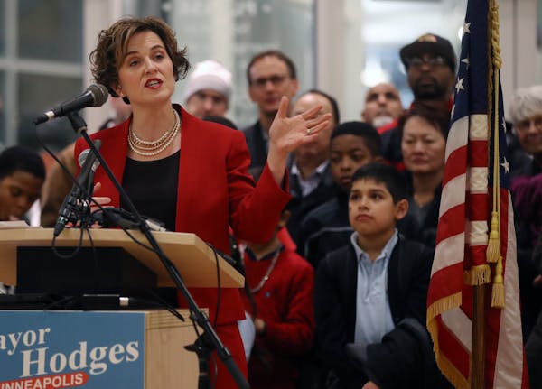 Minneapolis Mayor Betsy Hodges pictured announcing her campaign seeking a second term as mayor.