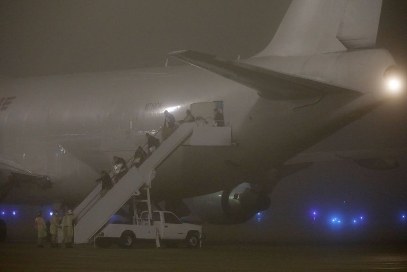 American evacuees from the Diamond Princess cruise ship arrived at Joint Base San Antonio-Lackland on Feb. 17, 2020 in San Antonio, Texas.