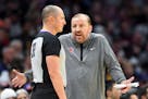 New York Knicks coach Tom Thibodeau argued a call with referee Marat Kogut during the second half against the Cleveland Cavaliers last month.