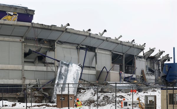 The top tier of the southeast side of the Metrodome collapsed unexpectedly around 1 p.m. Monday. No one was injured.