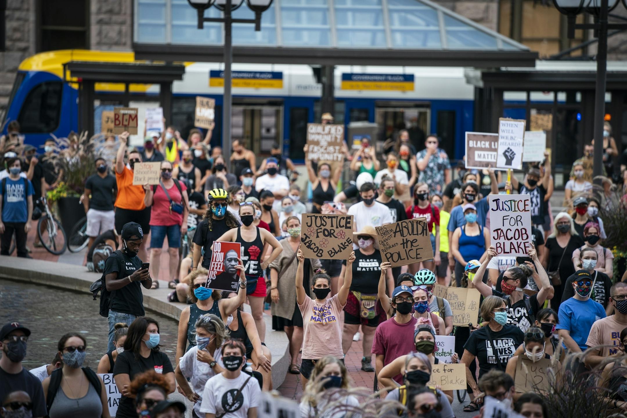 A solidarity rally and march for Jacob Blake in front of the Hennepin County Government Center.