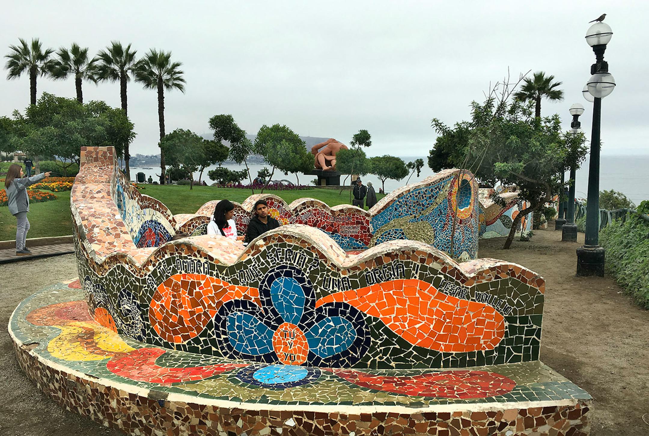 Lima's Miraflores and Barranco neighborhoods feature an oceanfront boardwalk that includes the mosaic-lined Plaza del Amor. [ Chris Riemenschneider