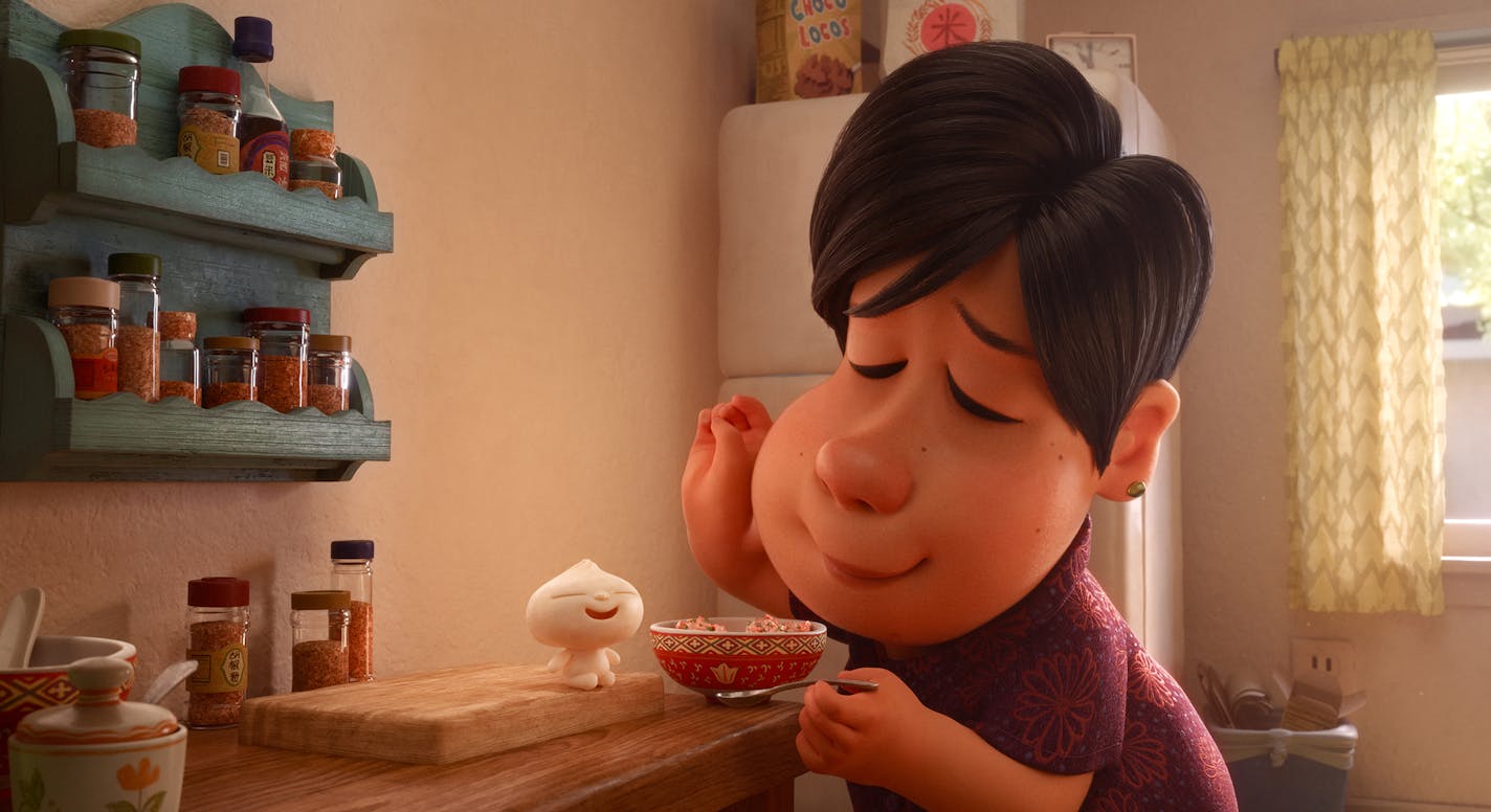 LITTLE BITE -- In Disney&#x2022;Pixar&#x2019;s new short &#x201c;Bao,&#x201d; an aging Chinese mom suffering from empty-nest syndrome gets another chance at motherhood when one of her dumplings springs to life as a lively dumpling boy. Her mothering instincts kick in immediately as she lovingly feeds her giggly new bundle of joy. Directed by Domee Shi, Bao&#x201d; opens in theaters on June 15, 2018, in front of &#x201c;Incredibles 2.&#x201d; &#xa9;2018 Disney&#x2022;Pixar. All Rights Reserved.